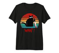 Chat Noir Vintage What? Chat meurtrier avec Couteau T-Shirt Haut de Gamme