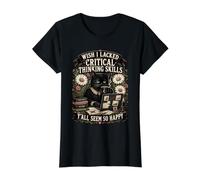 Chat Noir Wish I Lacked Critical Thinking Skills T-Shirt Graphique avec Valeur
