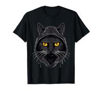 Chat Noir Yeux Jaunes Chat Heureux Chats T-Shirt