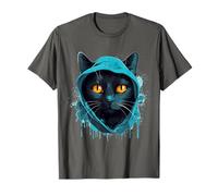 Chat Noir Yeux Jaunes Chat Heureux Chats T-Shirt