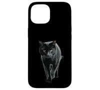 Chat Noir Yeux Jaunes sur rôde Coque pour iPhone 15