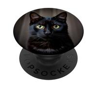 Chat Noir Yeux Lumineux - Dark Moody Halloween Art PopSockets PopGrip Adhésif
