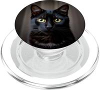 Chat Noir Yeux Lumineux - Dark Moody Halloween Art PopSockets PopGrip pour MagSafe