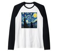Chat Nuit étoilée Van Gogh Chat pour Amoureux des Chats Maman Chat Papa Manche Raglan