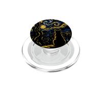 Chat Nuit étoilée Van Gogh Moon Art Mom Dad Meow PopSockets PopGrip pour MagSafe