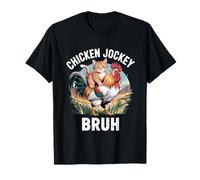 Chat orange amusant équitation poulet jockey bruh meme T-Shirt