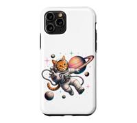 Chat Orange Astronaute Spacewalk Rétro Saturn Kitty Coque pour iPhone 11 Pro