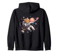 Chat Orange Astronaute Spacewalk Rétro Saturn Kitty Sweat à Capuche