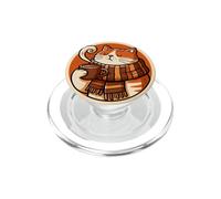 Chat Orange avec Une écharpe et Un thé pour Les Amoureux des Chats, propriétaires de Chats PopSockets PopGrip pour MagSafe