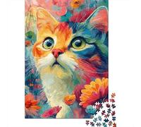 Chat Orange Bleu Casse-tête Art Pop Portrait Chat 1000 Pièces Papier Recyclé pour Adultes - Activité Maison Ludique & Stimulante, Cadeau pour Fêtes & Anniversaires 38x26cm/1000pcs