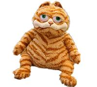 Chat orange en peluche - Jouet pour chat jaune réaliste - Cadeau d'anniversaire de Noël (45 cm)
