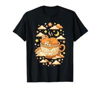 Chat Orange endormi dans Une Tasse à thé Lune étoiles Cozy Night Dream T-Shirt Graphique avec Valeur