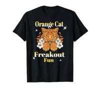 Chat Orange Folie Amusante Style Rétro Floral Félin T-Shirt