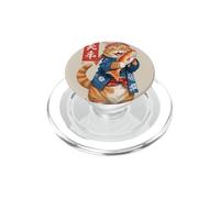 Chat Orange Japonais Amusant Tenant Un Poisson PopSockets PopGrip pour MagSafe