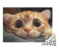 Chat Orange Mignon Puzzle Familial 1000 Pièces pour Adultes Chat Tigré Orange Adorable Gros Plan Premium Robuste Haute Qualité Stimulant Anti-Stress 70x50cm/1000pcs
