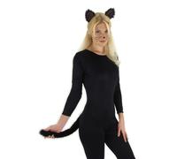 Chat Oreilles et Queue (Noir) Enfant Et Costume Adulte Kit Taille Unique
