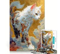 Chat orné dans Un Paysage de Nuages dorés Puzzle de 1000 pièces pour Adultes Jeu de réflexion Loisirs et Divertissement Qualité supérieure Joli présent (50x75cm)