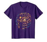 Chat Outer Space Cosmic Universe Adventure T-Shirt, Enfant, Violet, 6 Ans