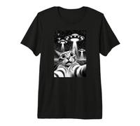 Chat OVNI | Funny Invasion Meme Retro Alien Cat UFO Selfie T-Shirt Haut de Gamme