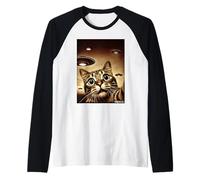 Chat OVNI Selfie Gros Plan Alien Fun Manche Raglan