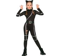 Chat Panthère Costume Halloween Aventure Tuta Stylisé Noir Avec Oreilles Style Chauve-souris Mystique Déguisement Jeu Amusant Enfants Tenue Animaux Modernes, Taille : 110/116 Couleur : Noir