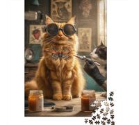 Chat Papillon Tatouage Puzzle, 1000 Pièces Jeu Intérieur Adulte | 70x50cm Carton, Exercice Mental, Ajustement Précis, Amateurs D'art, Réduction Du Stress