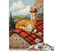 Chat Paresseux sur Le Toit - Puzzles d'art naïf et Chaleureux de la Campagne pour Adultes 1000 Puzzles Puzzles pour Adultes Jeu éducatif Jouet de défi 1000 pièces (75 x 50 cm)