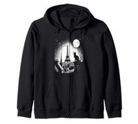 Chat Paris Moon Funny Art Paris Nuit Amoureux des Chats Sweat à Capuche