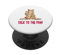 Chat Parlez à la Patte de Chat emmêlée Lumières de Noël PopSockets PopGrip Adhésif