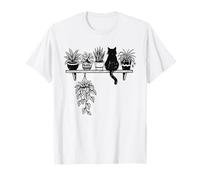 Chat Parmi Les Plantes Scène d'étagère fantaisiste Jardinage T-Shirt