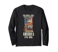 Chat Patriotique 250 Ans Amérique indépendante 1776 2026 Manche Longue