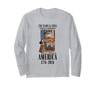 Chat Patriotique 250 Ans Amérique indépendante 1776 2026 Manche Longue