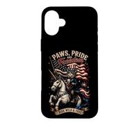 Chat Patriotique Licorne Ride Wild and Free Coque pour iPhone 16 Plus