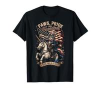 Chat Patriotique Licorne Ride Wild and Free T-Shirt