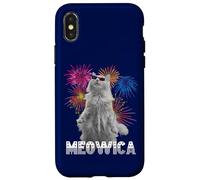 Chat patriotique Meowica - Chat amusant du 4 juillet avec feux d'artifice Coque pour iPhone X/XS