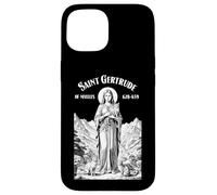 Chat Patron Saint Gertrude Vintage Funny Feline Amoureux des Chats Coque pour iPhone 15