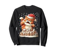 Chat Père Noël Amusant avec Biscuits en Pain d'épice Chaton de Noël Sweatshirt