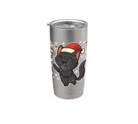 Chat Père Noël avec guirlande lumineuse Gobelet isotherme en acier inoxydable double paroi