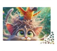 Chat Perroquet Coloré Puzzle 1000 Pièces Puzzle pour Adultes Relaxation Décor Maison Idée Cadeau 70x50cm/1000pcs