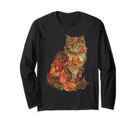 Chat Persan avec Feuilles d'automne Art Animal esthétique Automne Manche Longue