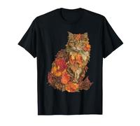 Chat Persan avec Feuilles d'automne Art Animal esthétique Automne T-Shirt