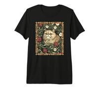 Chat Persan crème dans Un Jardin de Style William Morris T-Shirt Haut de Gamme
