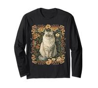 Chat Persan dans Un Jardin Vintage Style William Morris Manche Longue