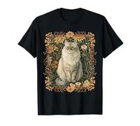 Chat Persan dans Un Jardin Vintage Style William Morris T-Shirt