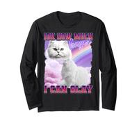 Chat Persan drôle Meme Internet Culture Gen Z Sarcastique Manche Longue