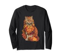 Chat Persan Feuilles d'automne Félin Animal Art Automne Esthétique Manche Longue