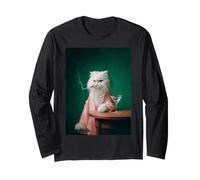 Chat Persan fumant Vintage Portrait Art Manche Longue