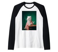 Chat Persan fumant Vintage Portrait Art Manche Raglan
