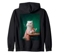 Chat Persan fumant Vintage Portrait Art Sweat à Capuche