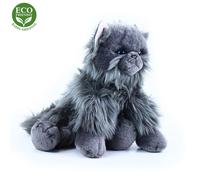 Chat persan gris assis 25 cm Doudou chat en peluche